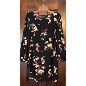 Navy blue, floral shift dress